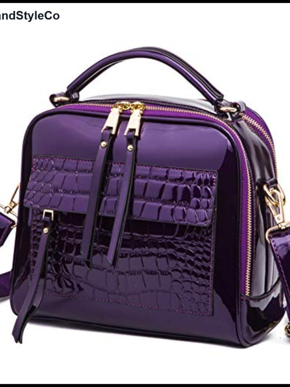 Women's Patent Leather Satchel Handbag PU Crocodile Print Shoulder Crossbody